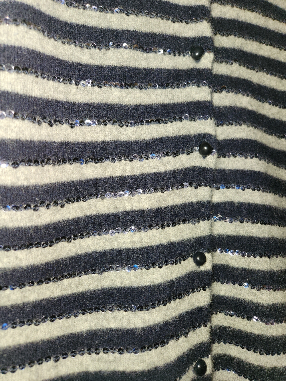 J. Crew Striped Cashmere Wool Blend Crewneck Sequin Stripe Cardigan - Small - Picture 3 of 5